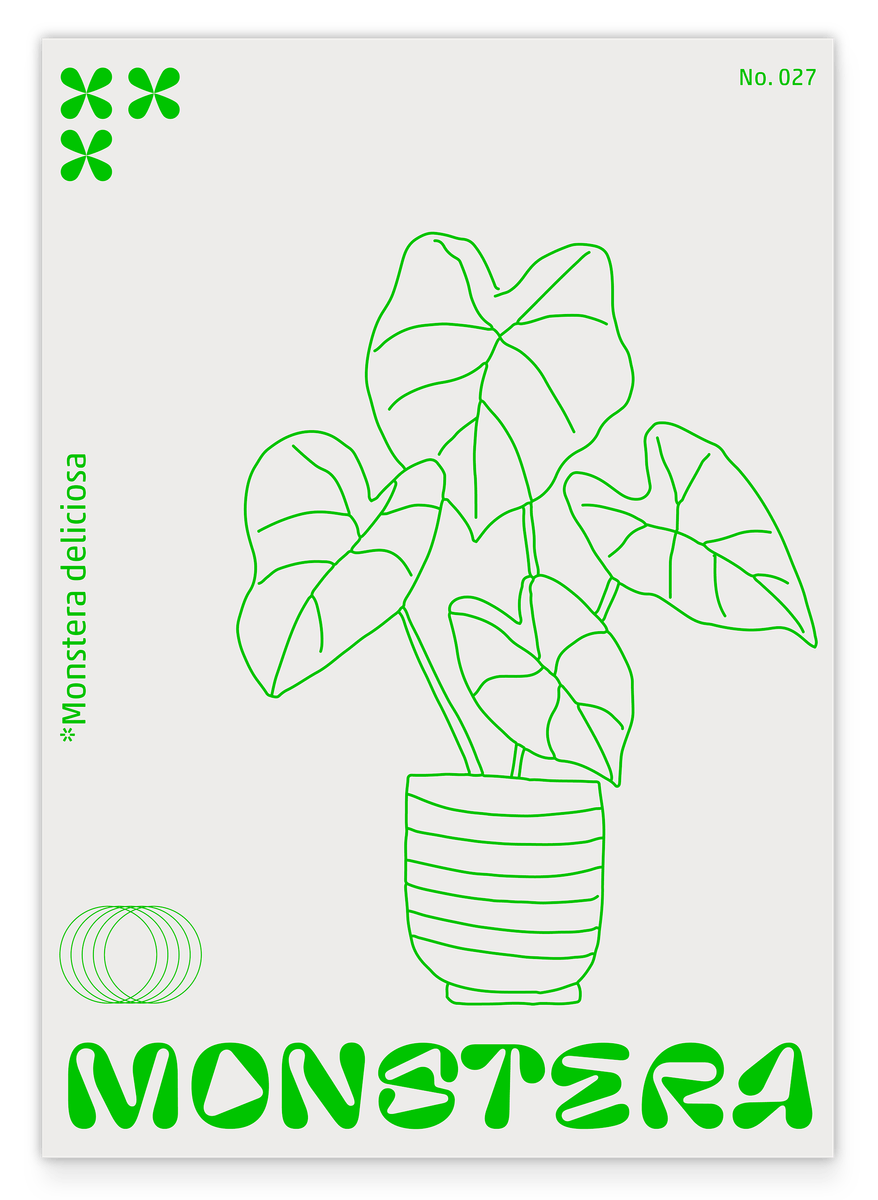 Monstera Deliciosa im Line Art Stil