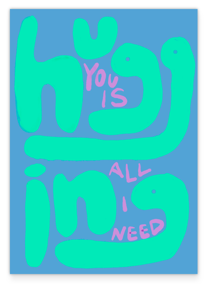 Hugging you is all I need in Blau