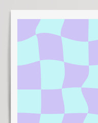After Hover: Checkerboard pattern in violet and light blue
