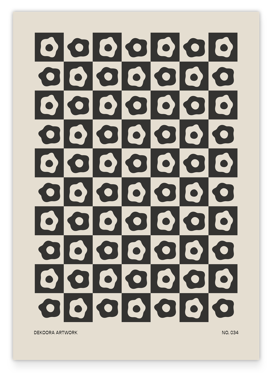 Schachbrett Blumen in Schwarz-Weiß