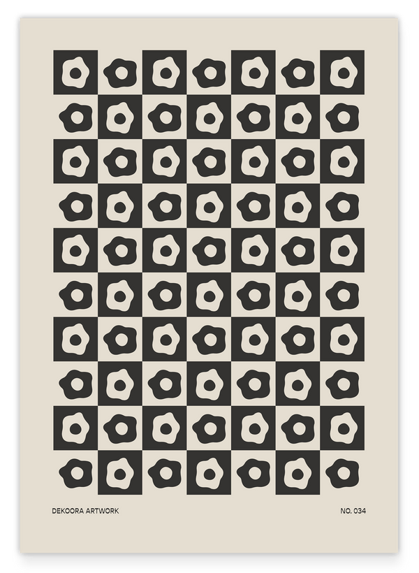 Schachbrett Blumen in Schwarz-Weiß