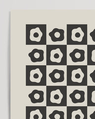 After Hover: Checkerboard flowers in black and white