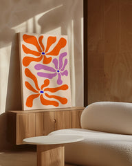 After Hover: Retro Blumen Muster in Orange