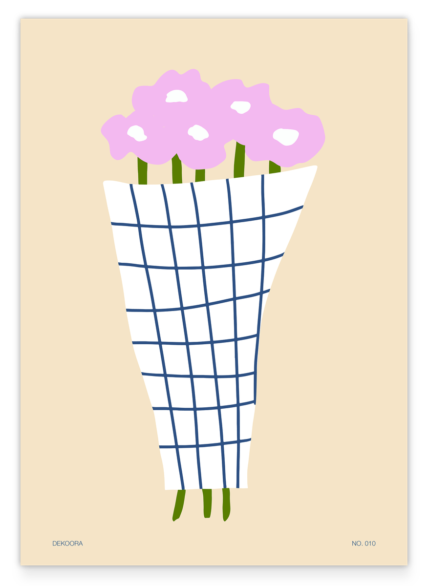 Blumenstraus in kariertem Papier