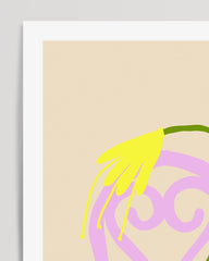 After Hover: Boho flower vase on pink chair