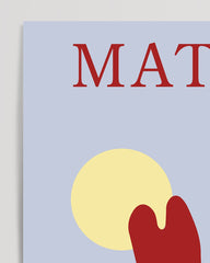 After Hover: Red coral with sun in the style of Matisse