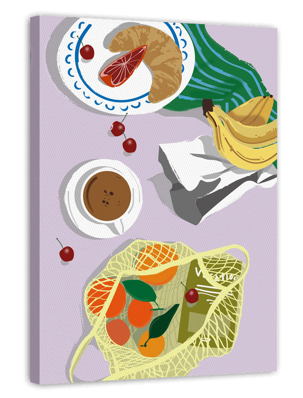 Buntes Picknick mit Kaffee & Croissant