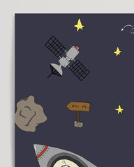 After Hover: Cow in space - Cute drawing, space-themed decoration for the children's room