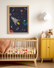 After Hover: Kuh im Weltall - Süße Zeichnung, Raumfahrt-Deko für das Kinderzimmer