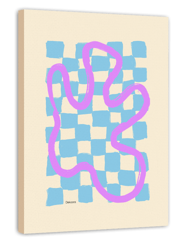 Schachbrett mit Line Art in Hellblau
