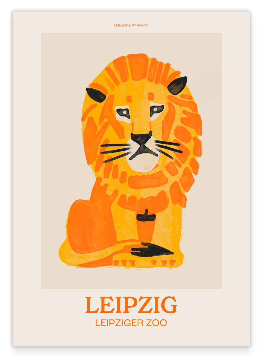 Leipziger Zoo mit Löwen-Illustration
