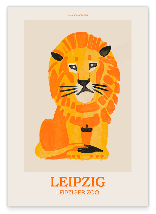 Leipziger Zoo mit Löwen-Illustration