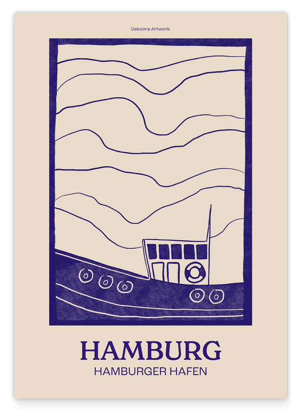Hamburg, Ahoi! Maritime Hafen-Illustration