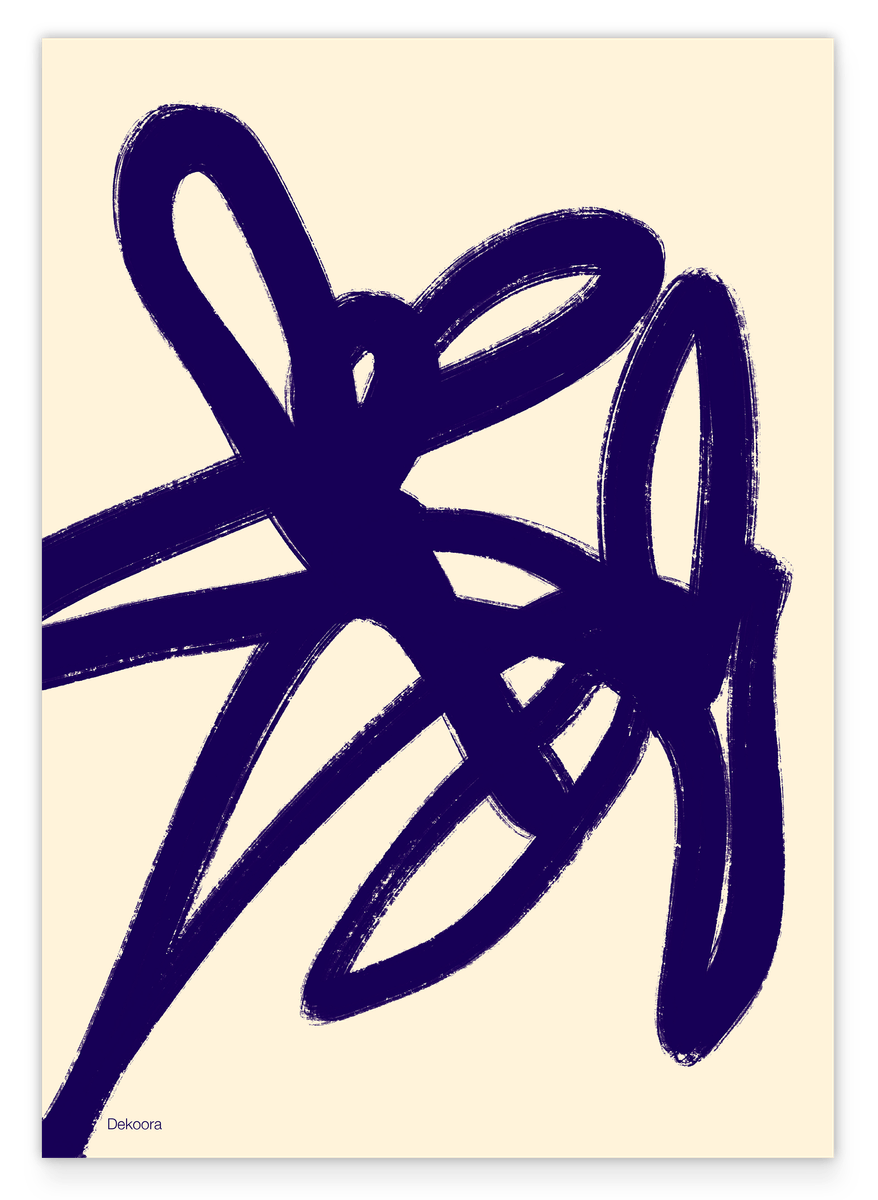 Blue Flower Art I - Abstrakte Blumen-Zeichnung