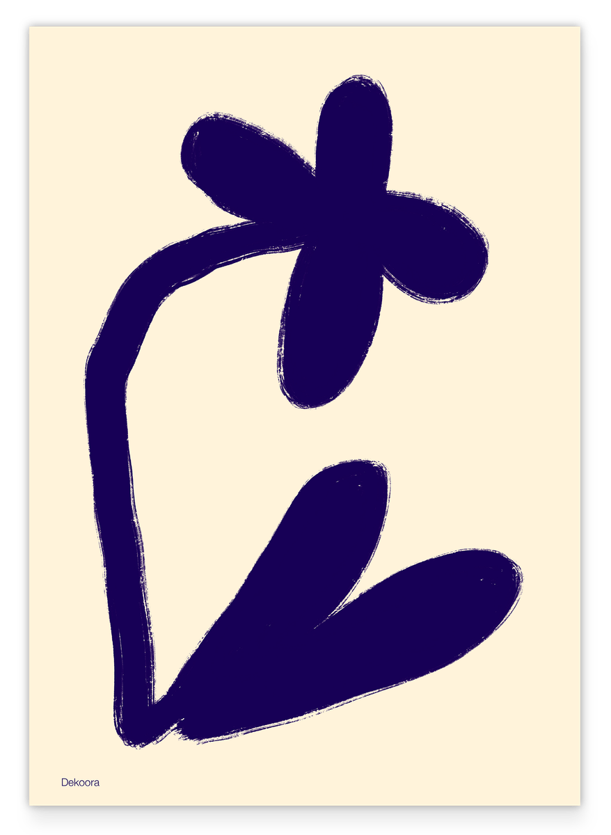 Blue Flower Art III - Minimalistische Blumen-Illustration