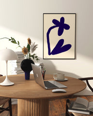After Hover: Blue Flower Art III - Minimalistische Blumen-Illustration