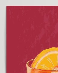 After Hover: Negroni cocktail illustration with orange slice