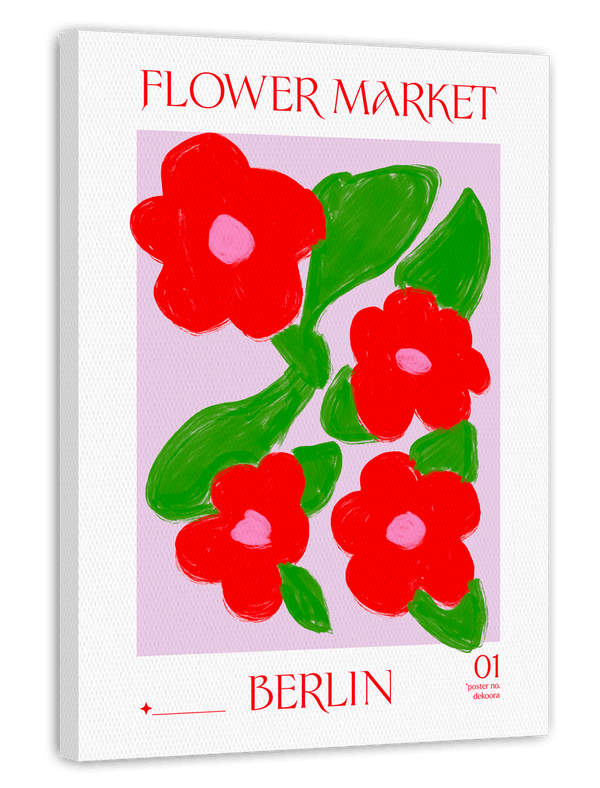 Flower Market Berlin - Blumen-Illustration in Rot