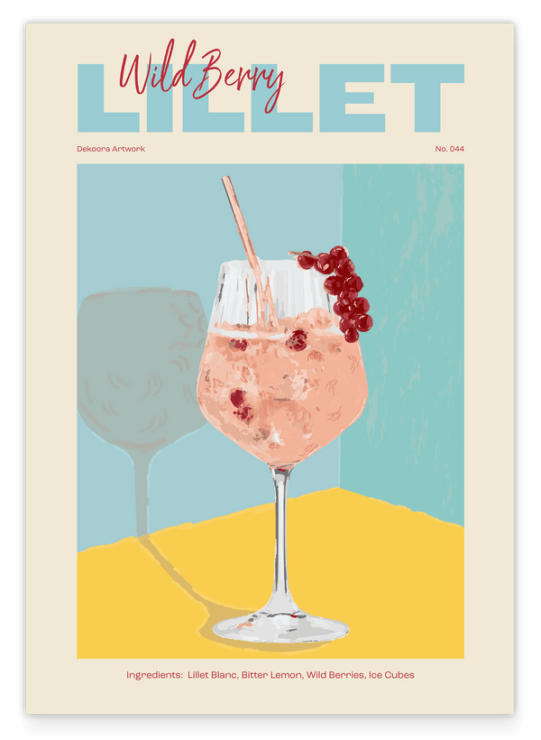 Wildberry Lillet - Cocktail im Glas mit Schriftzug