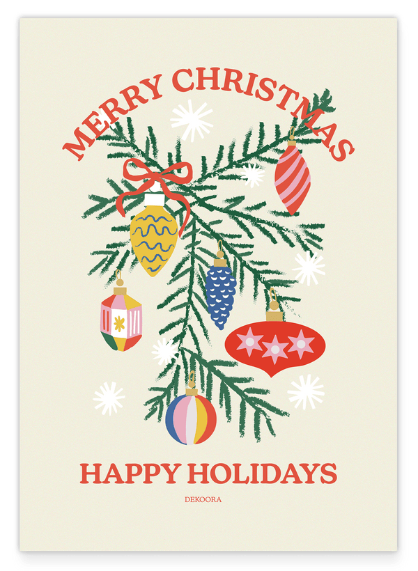 Scandi Baumschmuck "Merry Christmas, Happy holidays"