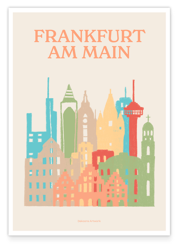 Frankfurt am Main - Souvenir Illustration mit Skyline