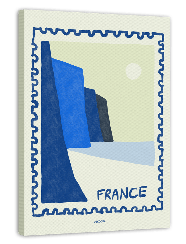 Grüße aus Frankreich - Abstrakte Küstenlandschaft in Blau