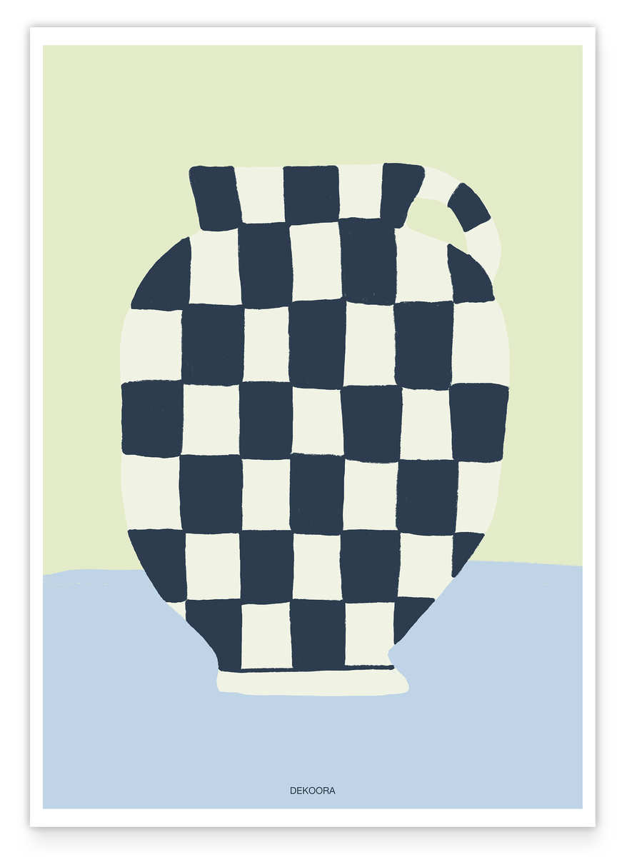 Le Pot - Jug with a blue and white checkerboard pattern