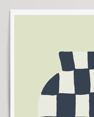 After Hover: Le Pot - Jug with a blue and white checkerboard pattern