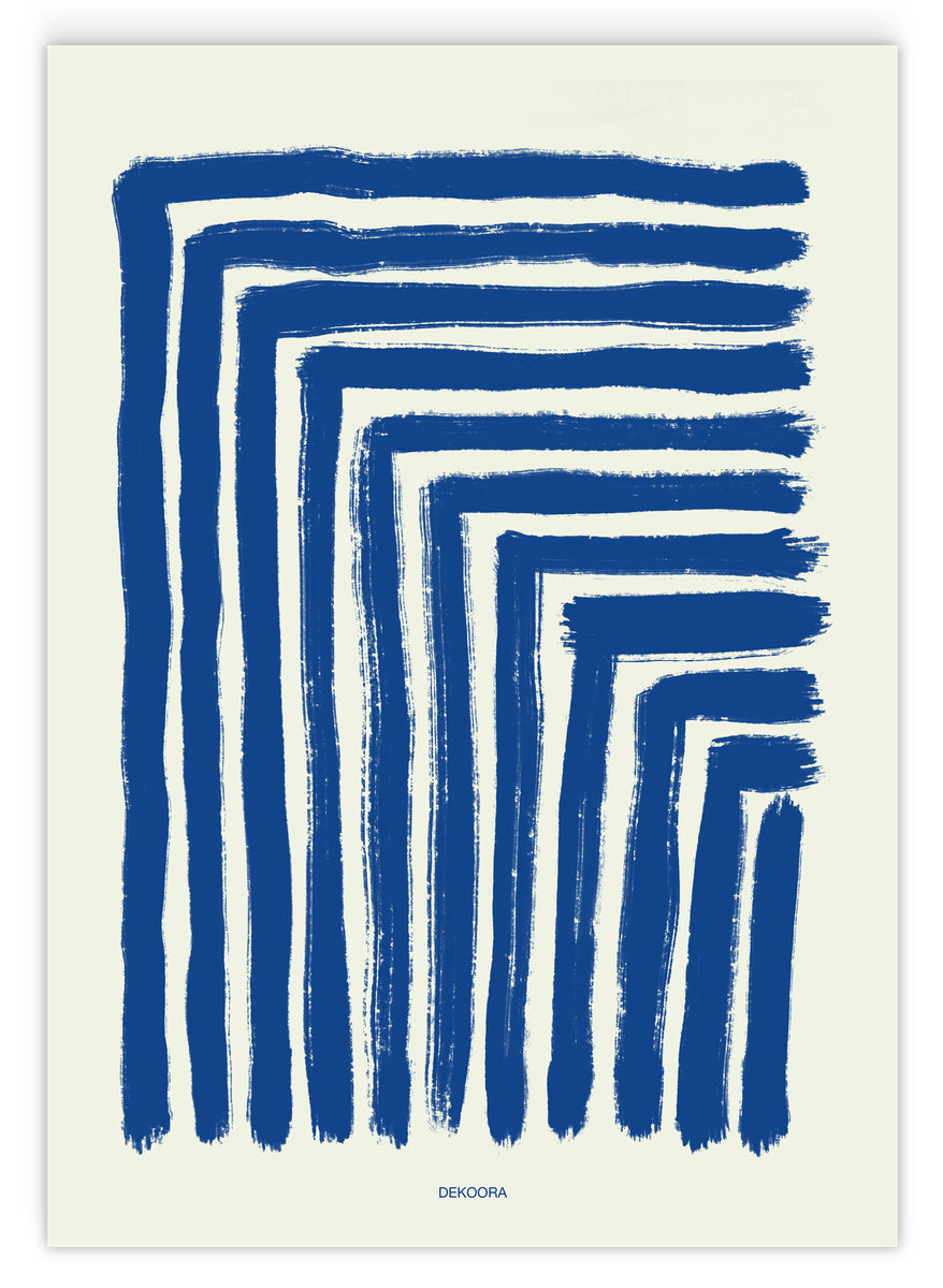 Abstrakte Dreiecke: Geometrische Pinselstriche in Blau