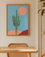 After Hover: Boho Kaktus Illustration - Wüste mit Sonne