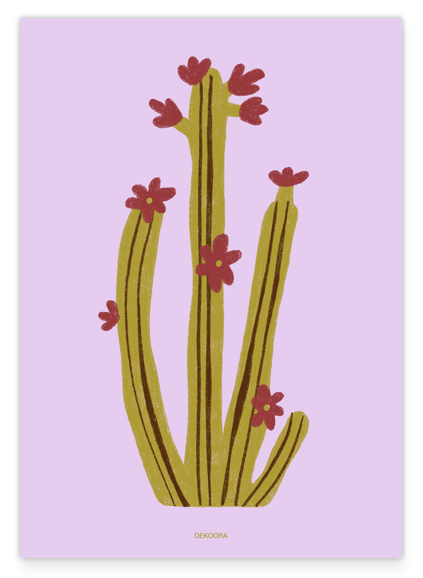 Kaktus mit Blüten - Moderne Pflanzen Illustration
