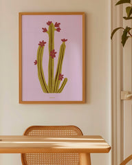 After Hover: Kaktus mit Blüten - Moderne Pflanzen Illustration