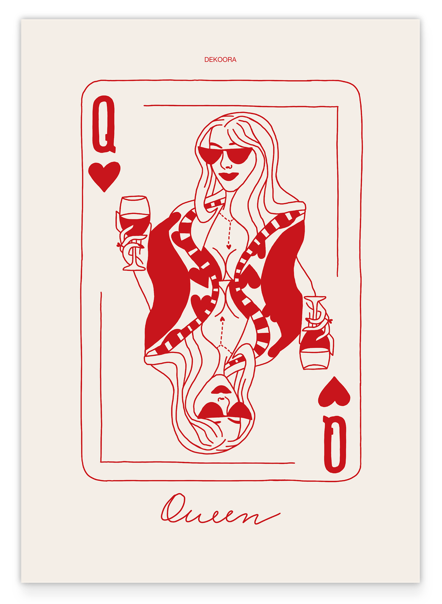 Queen - Herzdame mit Weinglas