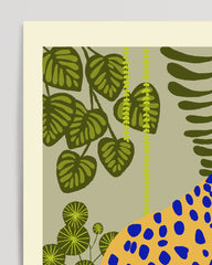 After Hover: Green Jungle - Abstract drawing with leopard