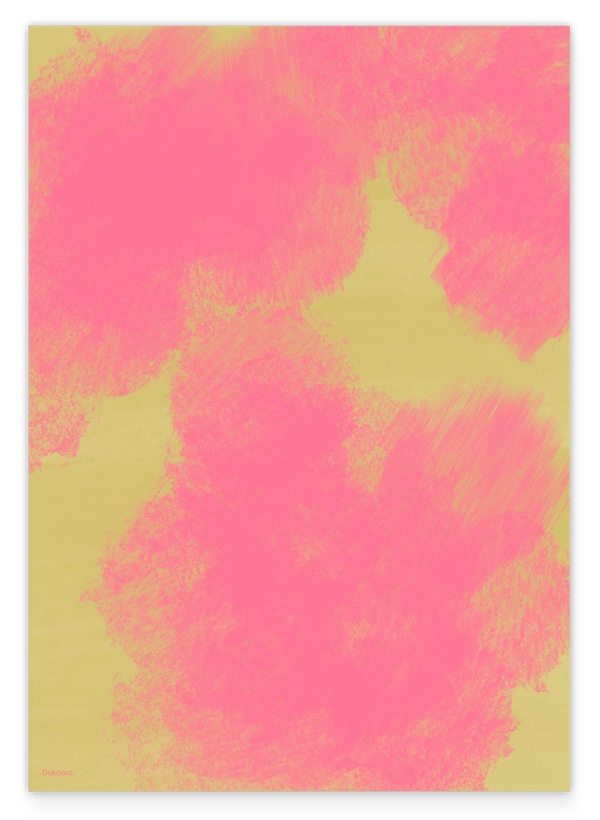 Abstrakte Pinselkunst - Rosa Wolken auf Gelb