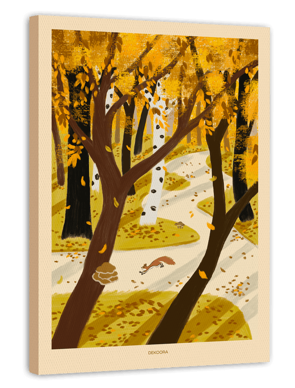 Wald mit Eichhörnchen - Goldener Herbst