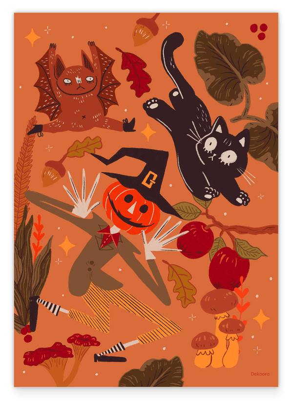 Hello Halloween! Vogelscheuche mit Kürbis & Katze