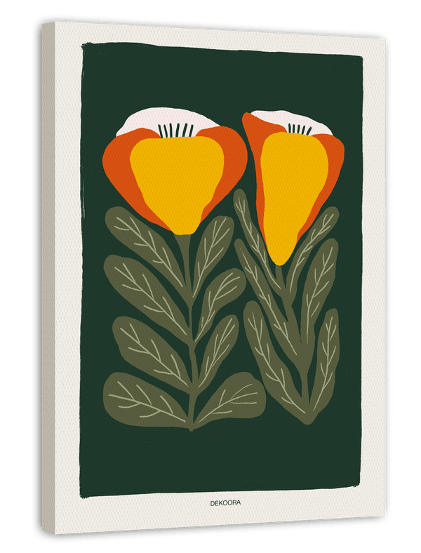 Flower Duo - Blumen Illustration in Gelb-Orange