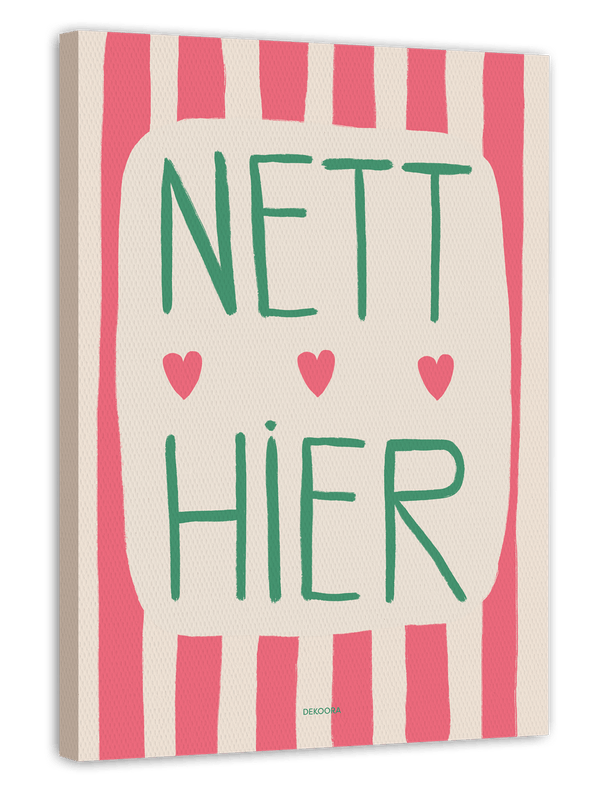 Nett Hier - Schriftzug mit drei Herzen