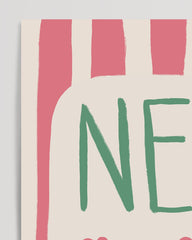 After Hover: Nice Here - lettering with three hearts