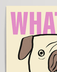 After Hover: What the Pug? Pug illustration in pink