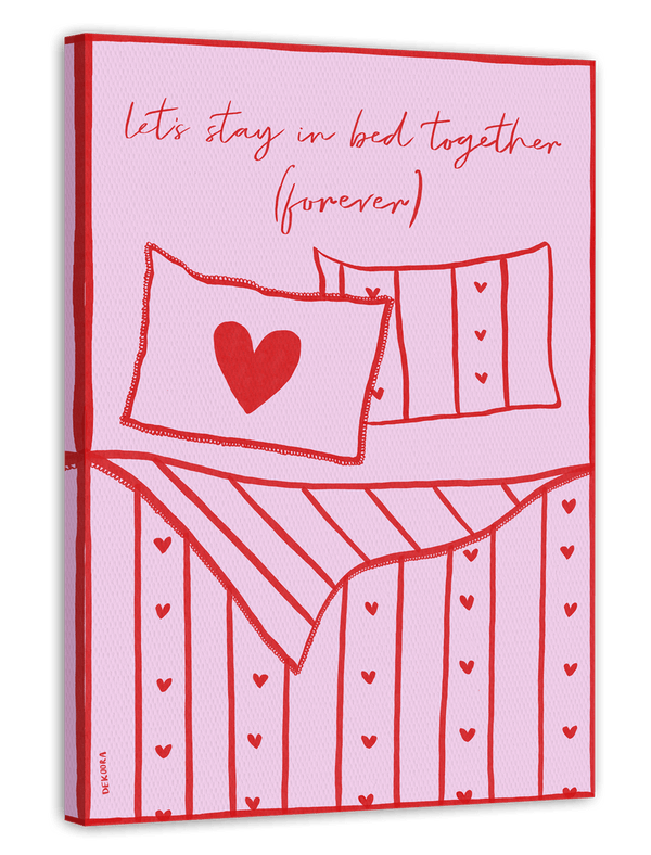 Let's Stay in Bed - Schlafzimmer llustration in Pink