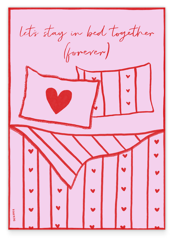 Let's Stay in Bed - Schlafzimmer llustration in Pink