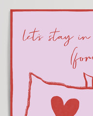 After Hover: Let's Stay in Bed - Bedroom Illustration in Pink