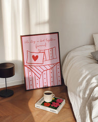 After Hover: Let's Stay in Bed - Schlafzimmer llustration in Pink