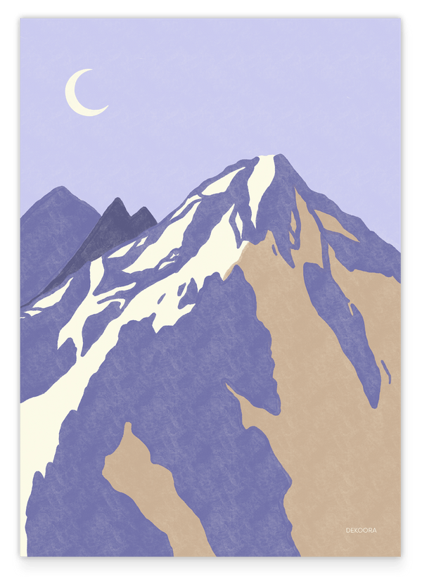 Mountain View - Berggipfel mit Mond & Schnee