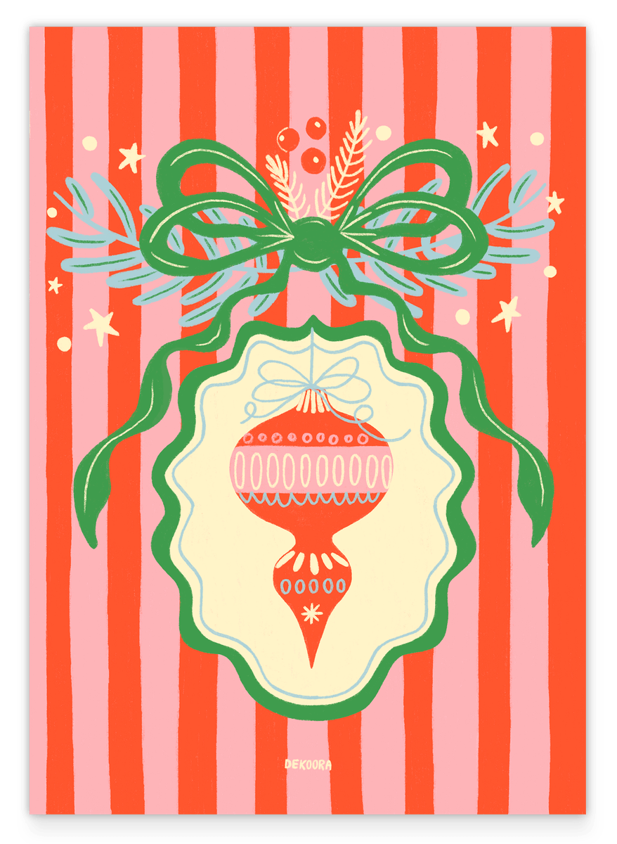 Festive Christmas Ornament - Red Stripes