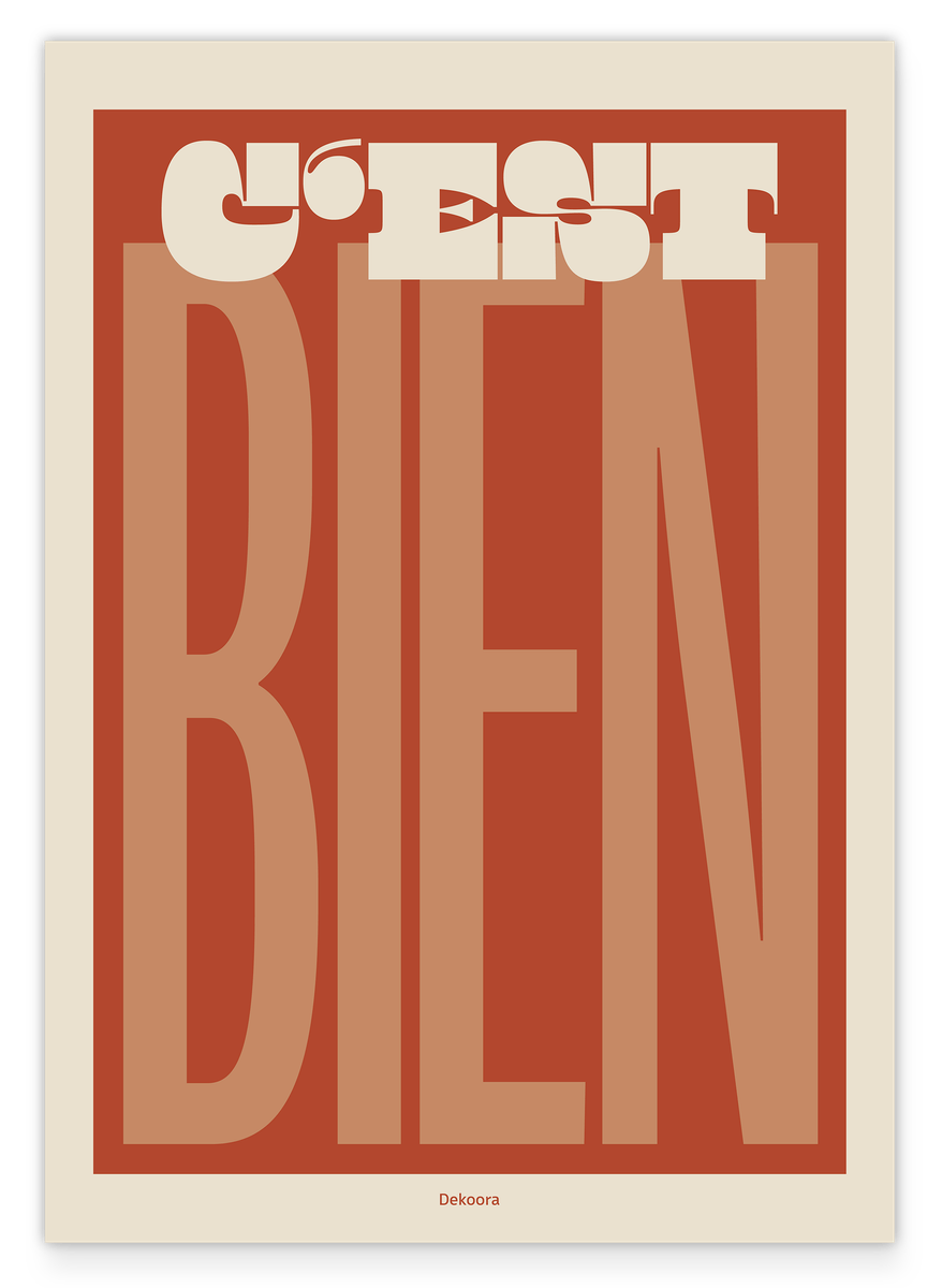 C'est Bien in Mocca-Braun - Retro Typografie