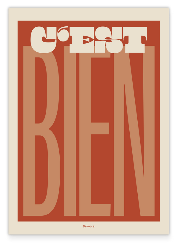 C'est Bien in Mocca-Braun - Retro Typografie