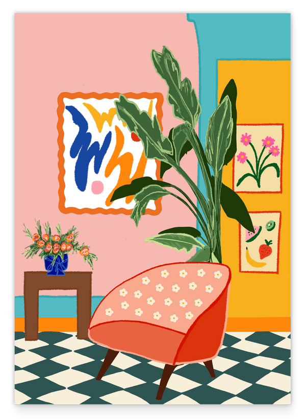 Eclectic Lounge Chair auf buntem Mustermix